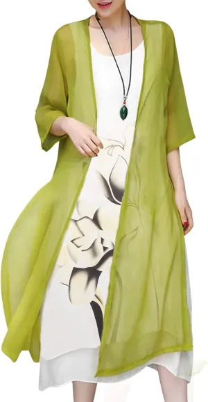 Honwenle Women's Linen Dress 2 Piece Outfit Floral Sleeveless Loose Maxi Summer Dresses with Jacket Formal Casual