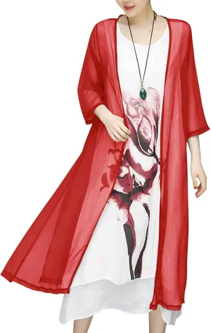 Honwenle Women's Linen Dress 2 Piece Outfit Floral Sleeveless Loose Maxi Summer Dresses with Jacket Formal Casual