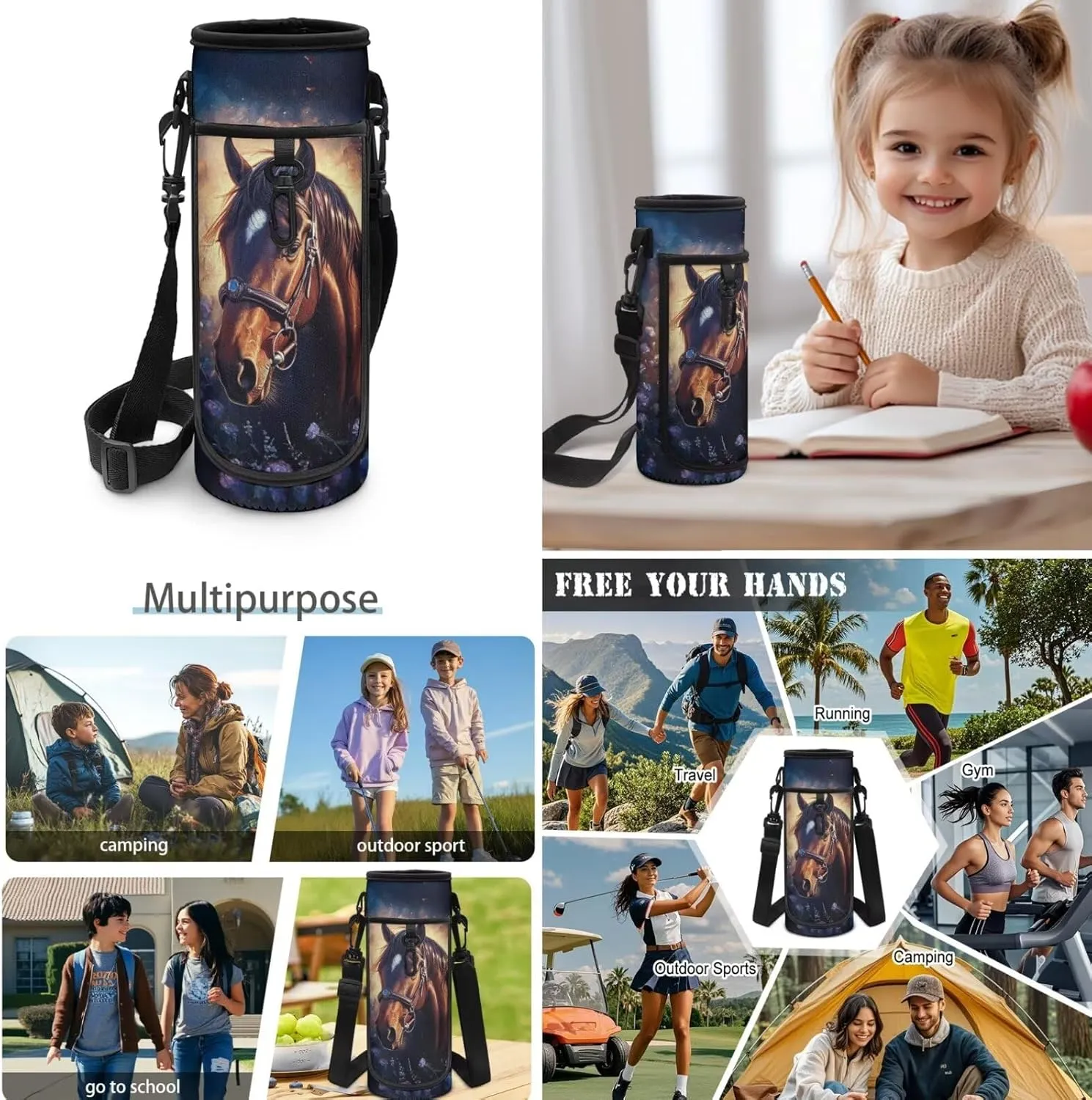 Horse Backpack for Boys with Lunch Box Heavy Duty Boys Backpacks Ages 8-10 Breathable Set of 4 Kids 4th Grade Bookbag Large Capacity Kids School Bag School Supplies