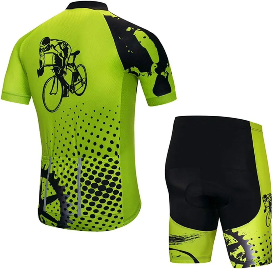Hotlion Men's Cycling Bike Jersey Short Sleeve with 3 Rear Pockets- Moisture Wicking, Breathable, Quick Dry Biking Shirt