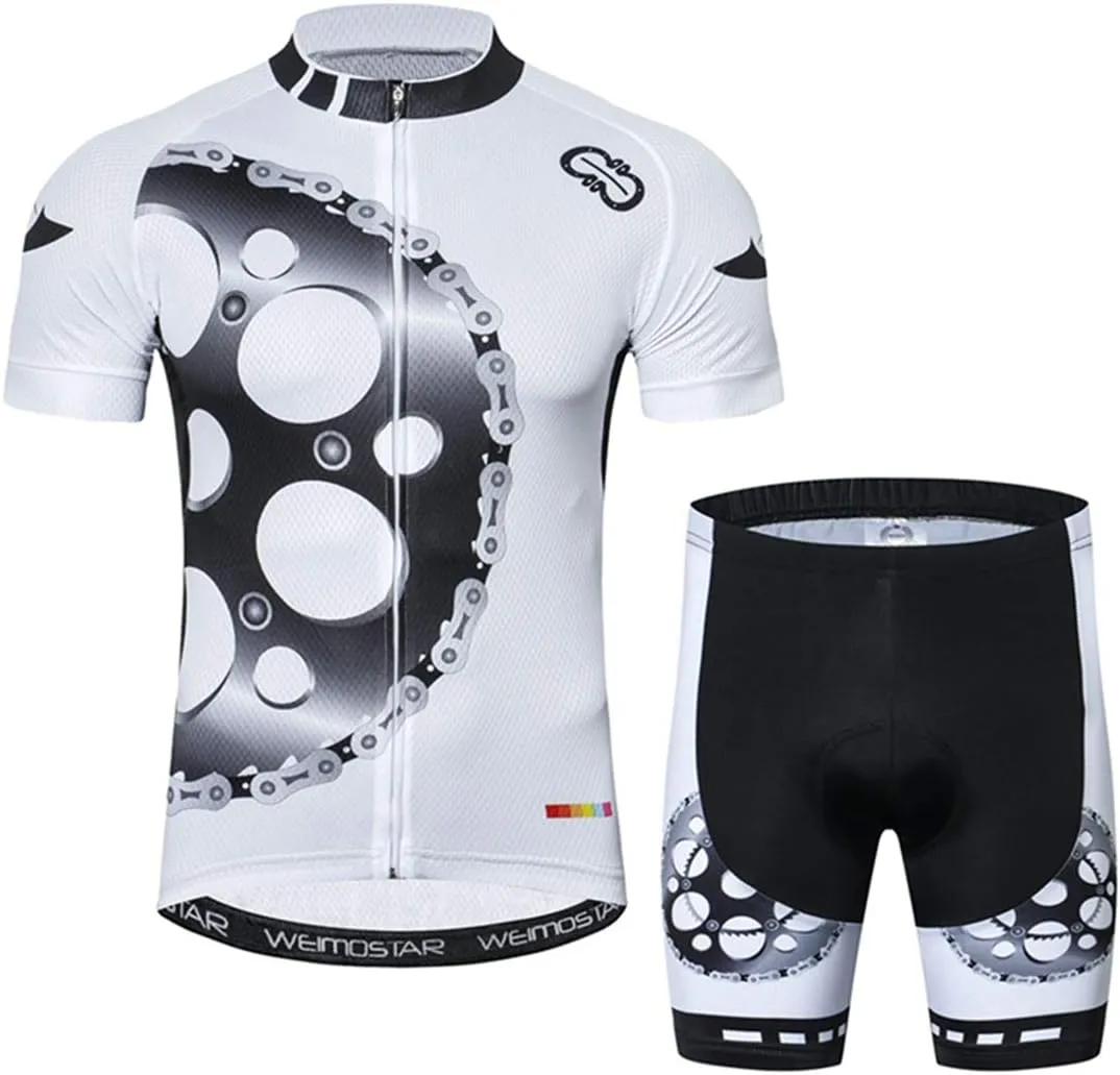 Hotlion Men's Cycling Bike Jersey Short Sleeve with 3 Rear Pockets- Moisture Wicking, Breathable, Quick Dry Biking Shirt