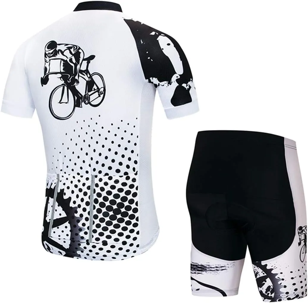 Hotlion Men's Cycling Bike Jersey Short Sleeve with 3 Rear Pockets- Moisture Wicking, Breathable, Quick Dry Biking Shirt