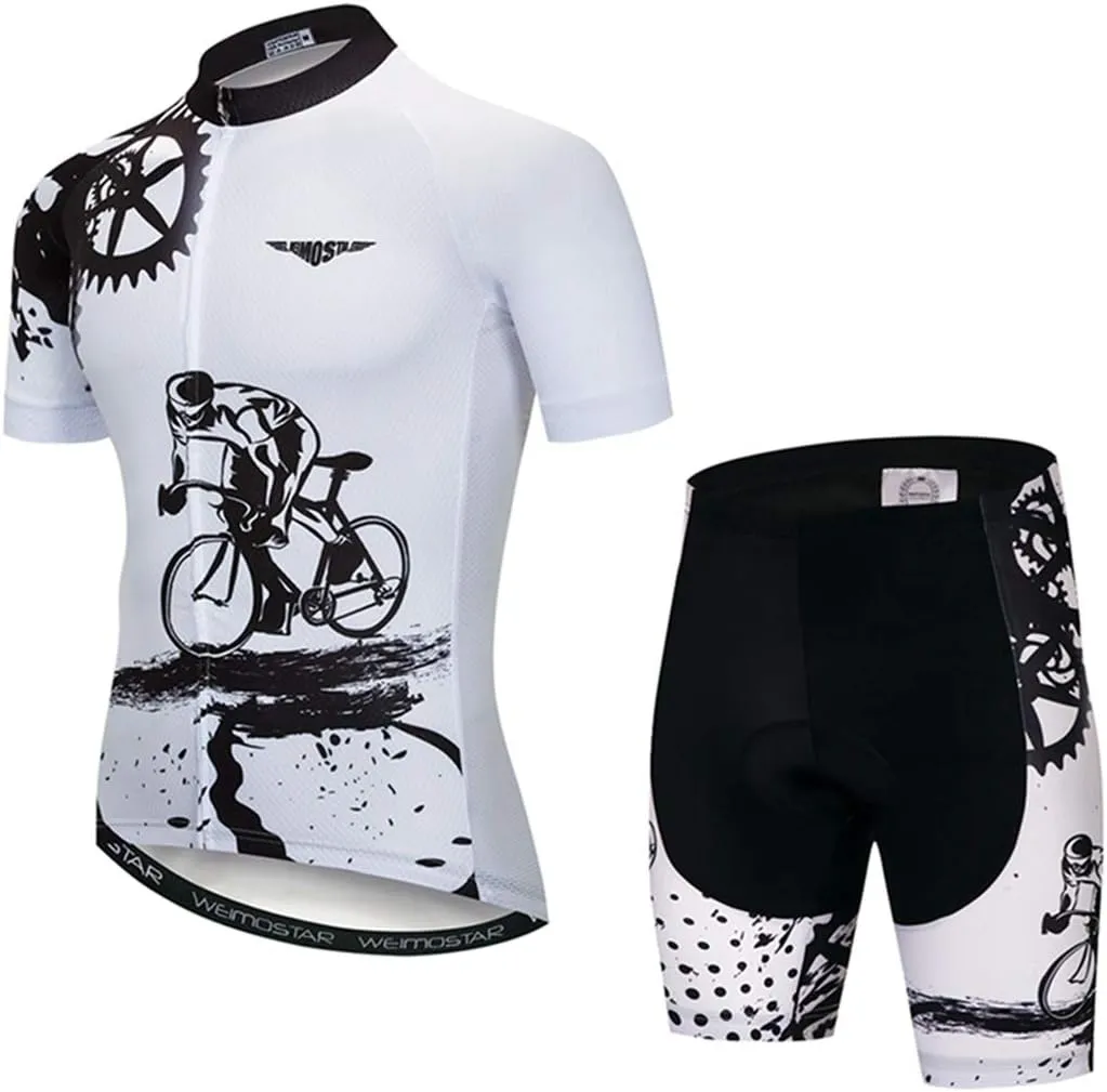 Hotlion Men's Cycling Bike Jersey Short Sleeve with 3 Rear Pockets- Moisture Wicking, Breathable, Quick Dry Biking Shirt