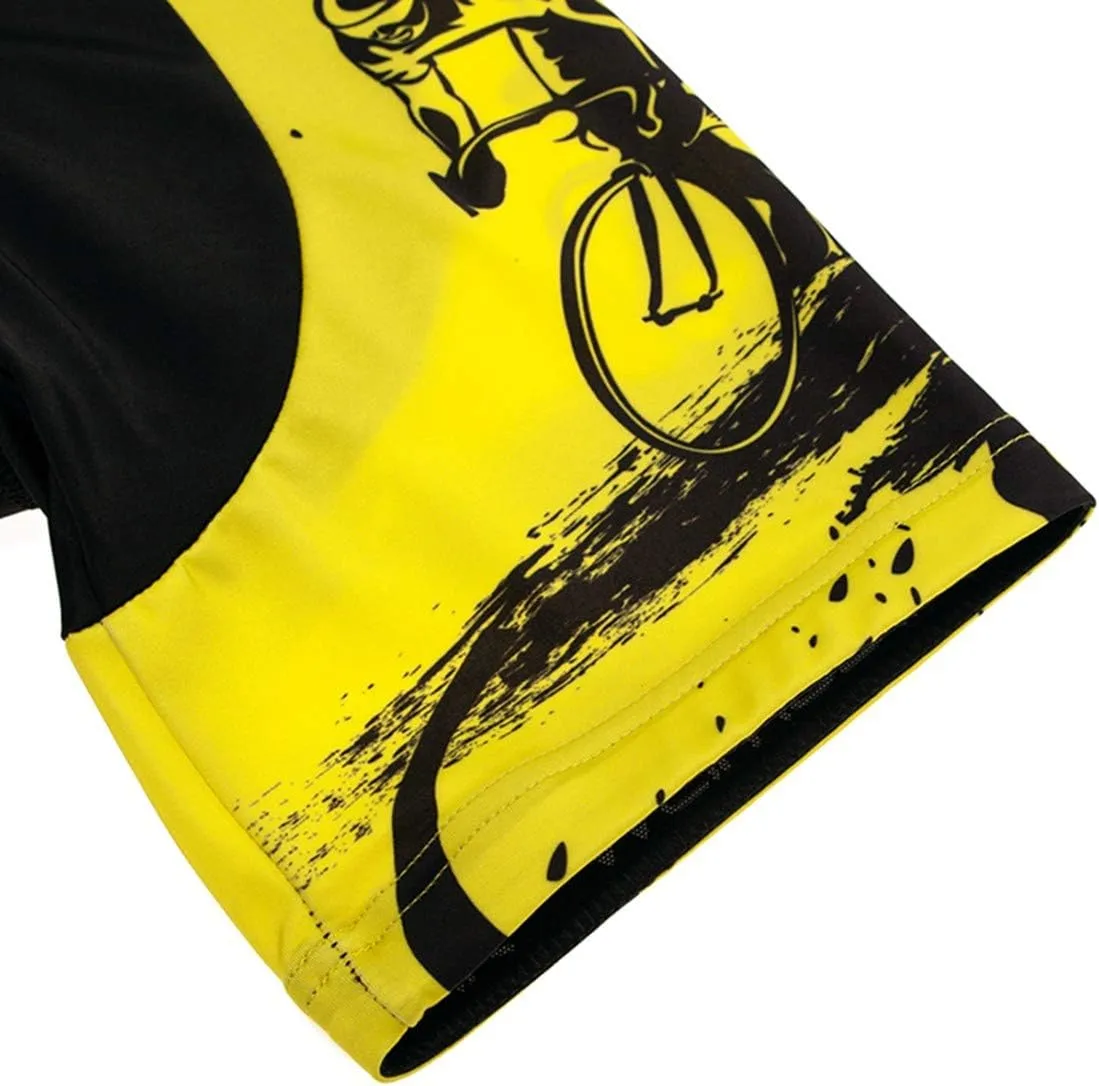 Hotlion Men's Cycling Bike Jersey Short Sleeve with 3 Rear Pockets- Moisture Wicking, Breathable, Quick Dry Biking Shirt
