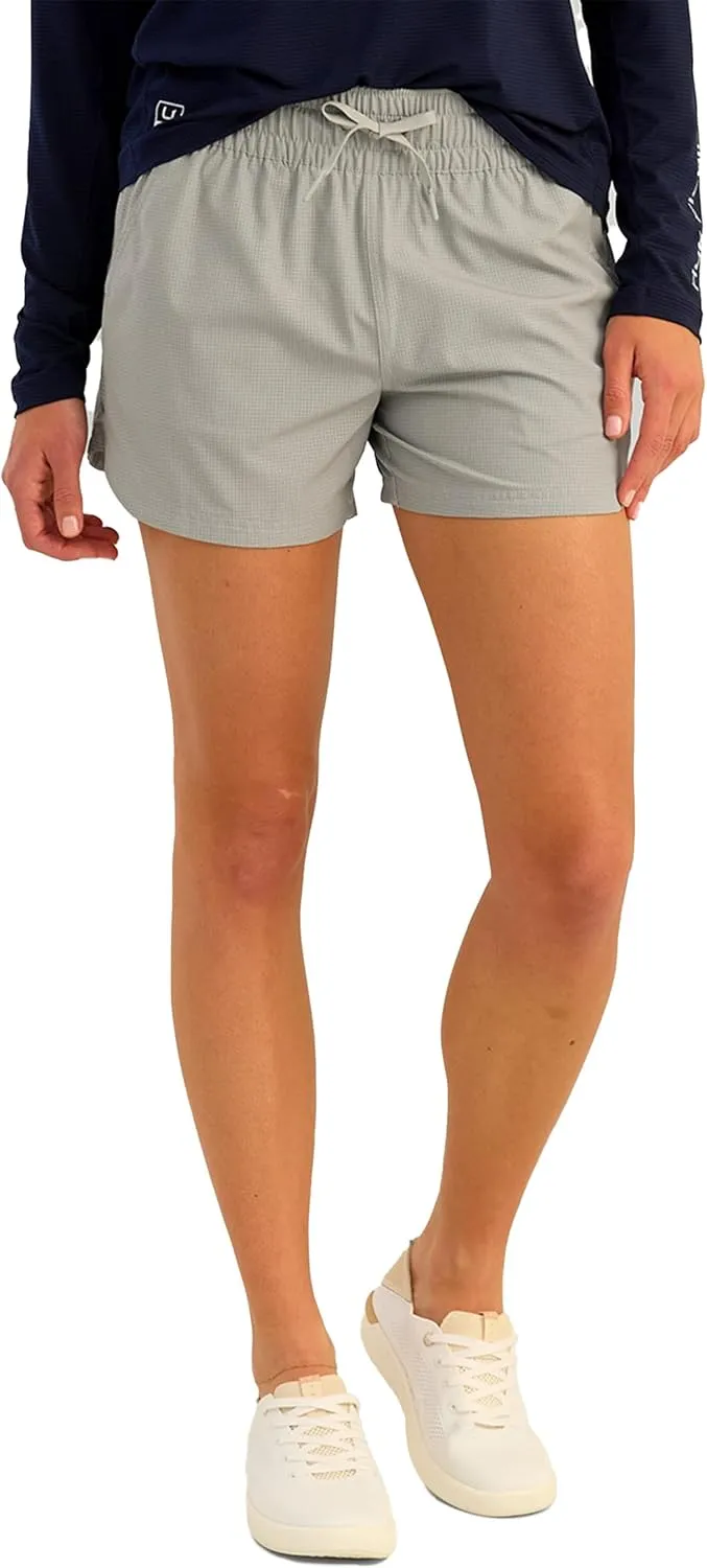 HUK Women's A1a Quick-Dry Fishing Shorts,UPF 30 Sun Protection,4 Inseam, Breathable with Elastic Waistband & Built-in Brief
