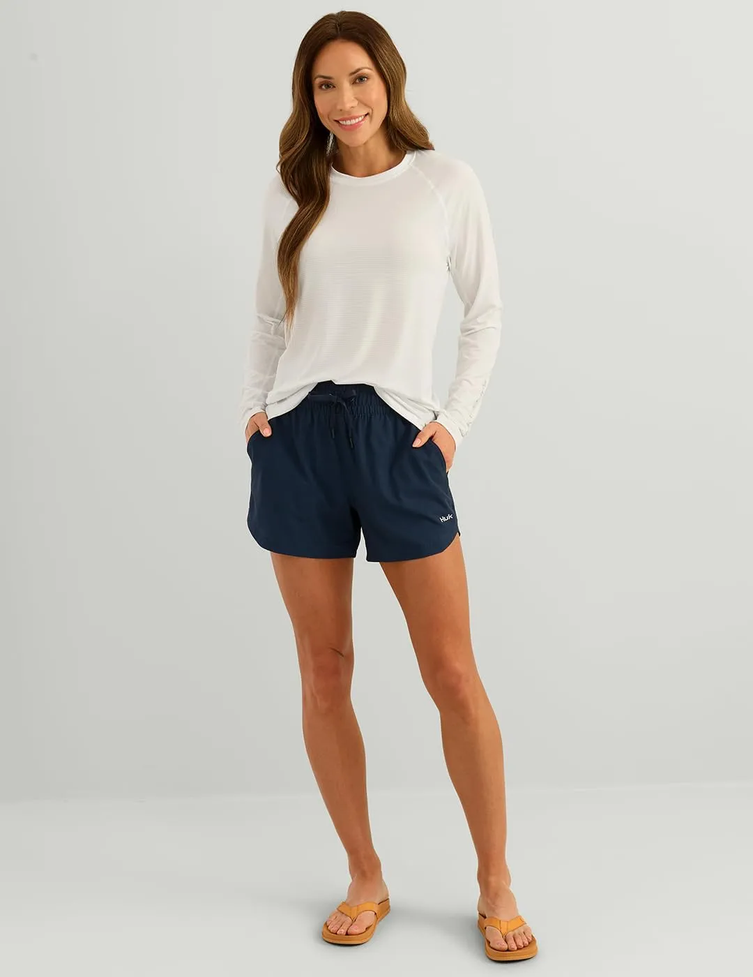 HUK Women's A1a Quick-Dry Fishing Shorts,UPF 30 Sun Protection,4 Inseam, Breathable with Elastic Waistband & Built-in Brief
