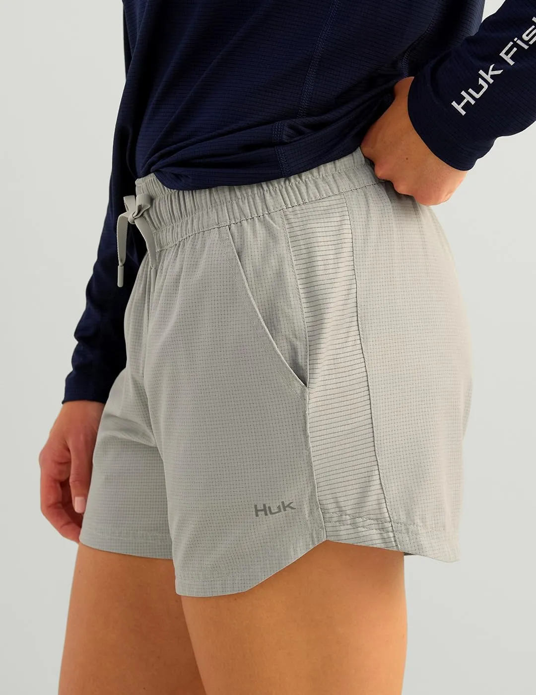 HUK Women's A1a Quick-Dry Fishing Shorts,UPF 30 Sun Protection,4 Inseam, Breathable with Elastic Waistband & Built-in Brief