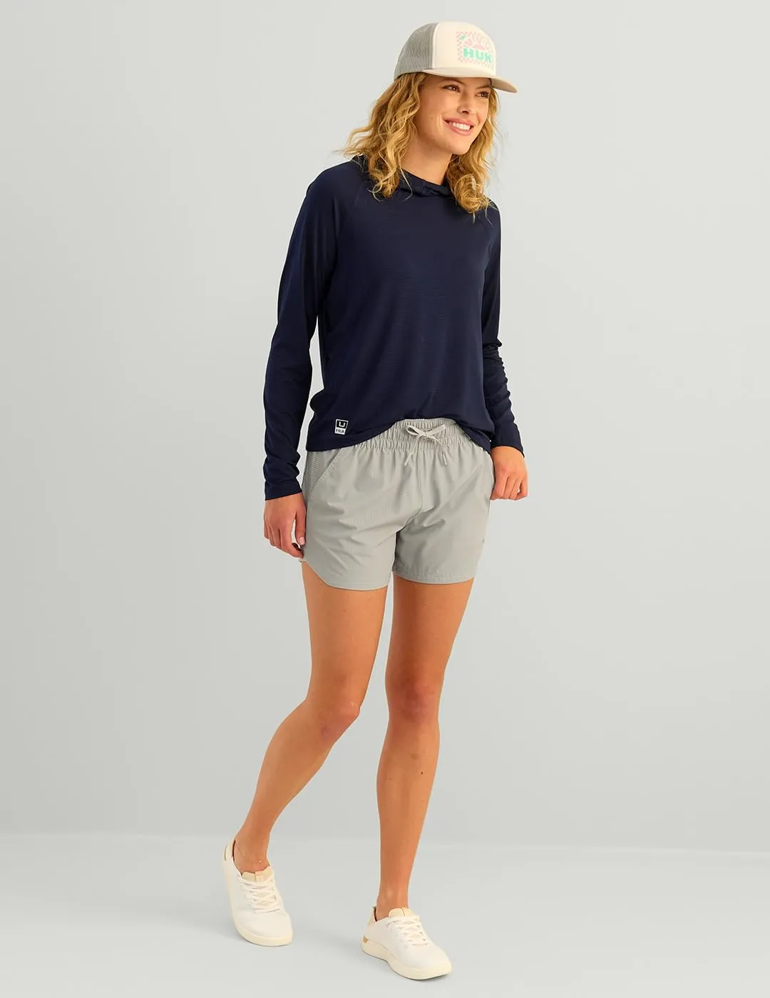 HUK Women's A1a Quick-Dry Fishing Shorts,UPF 30 Sun Protection,4 Inseam, Breathable with Elastic Waistband & Built-in Brief