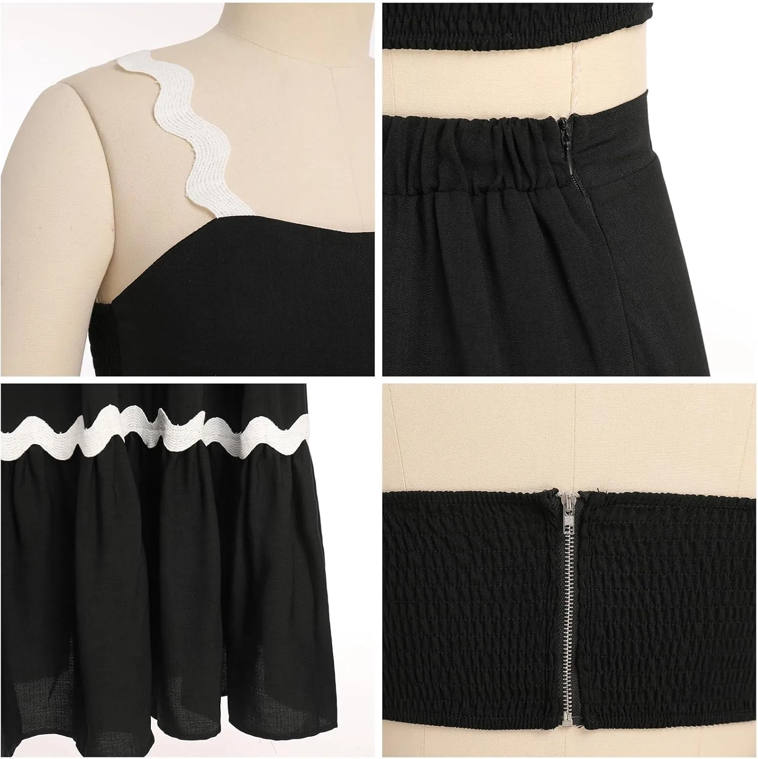 IDOPIP Women Boho Summer Camisole Top with Tiered Flowy Maxi Skirt Casual Contrast Rickrack Trim Spaghetti Straps 2PCS Outfit