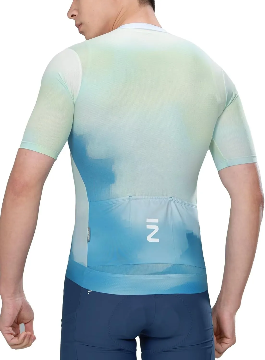 INBIKE Breathable Cycling Jersey Men, Moisture Wicking Full Zipper Short Sleeve with 3 Rear Pockets Quick Dry Reflective