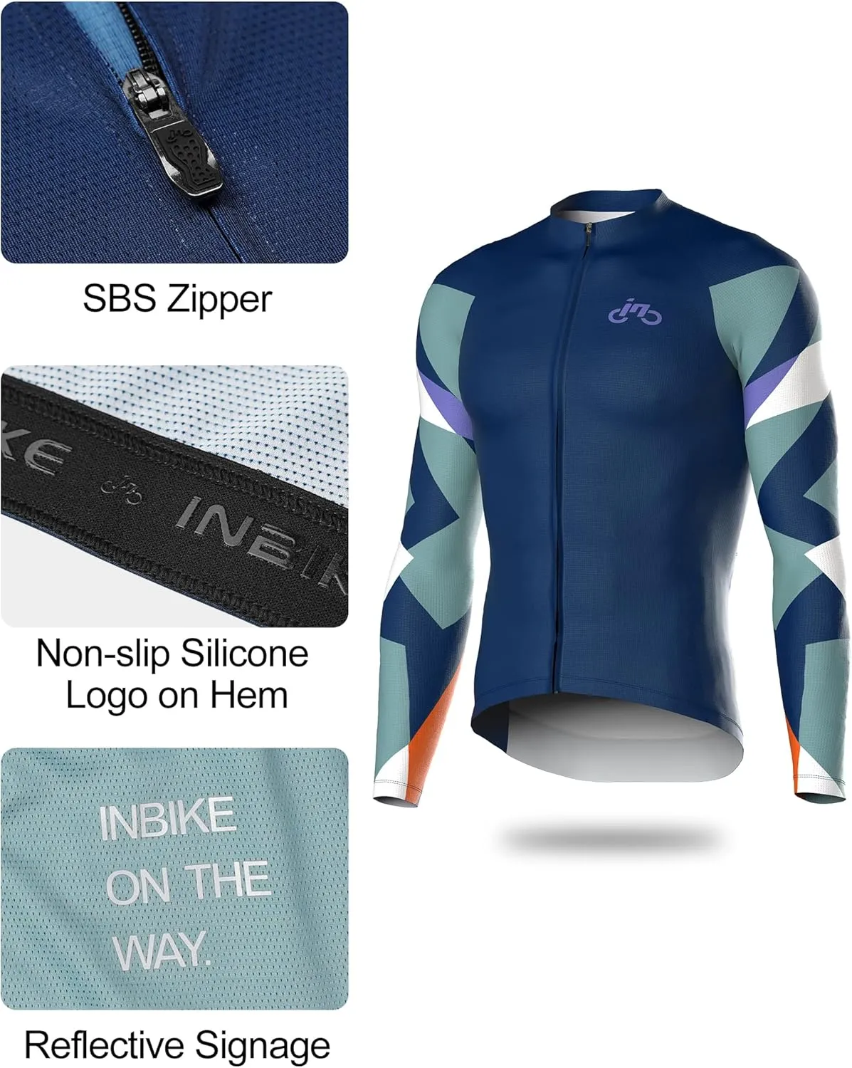 INBIKE Cycling Jersey Long Sleeve Breathable and Quick Dry with 3 Rear Pockets Biking Shirt for Men and Women