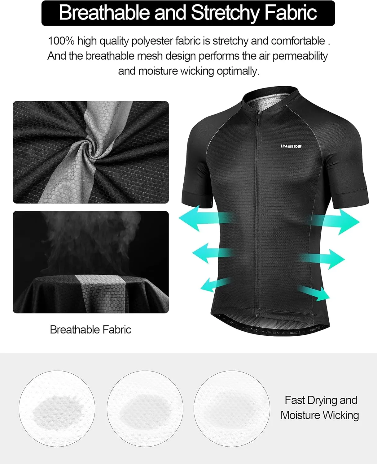 INBIKE Cycling Jersey Men Breathable Bike Shirt Quick-dry Reflective Bicycle Clothing for Road Biking Riding