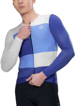 INBIKE Men's Cycling Jersey Long Sleeve, Breathable Moisture Wicking Quick Dry Lightweight Bike Shirt with 3 Rear Pockets