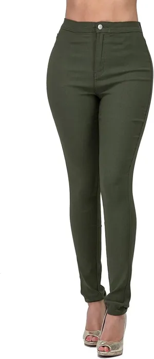Jeggings for Women Tummy Control Jeans High Waisted Stretchy Elastic Pants Pull-on Sexy Brown Denim Pants