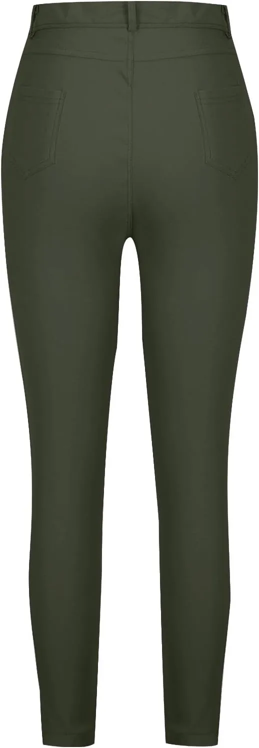 Jeggings for Women Tummy Control Jeans High Waisted Stretchy Elastic Pants Pull-on Sexy Brown Denim Pants