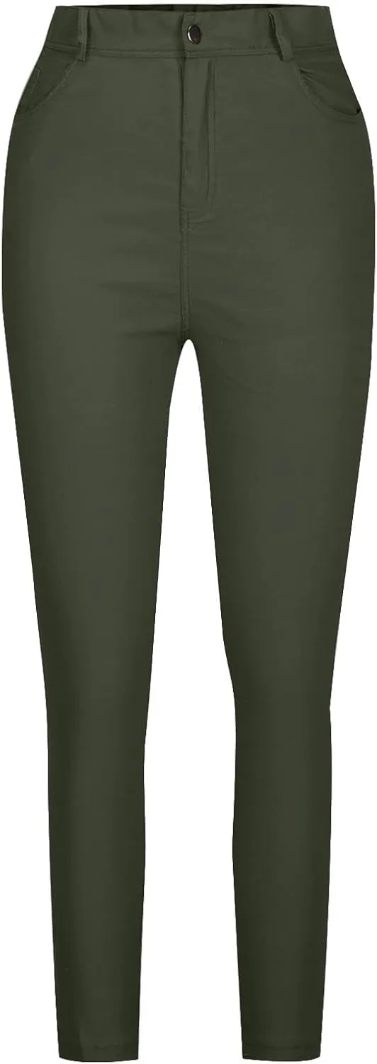 Jeggings for Women Tummy Control Jeans High Waisted Stretchy Elastic Pants Pull-on Sexy Brown Denim Pants