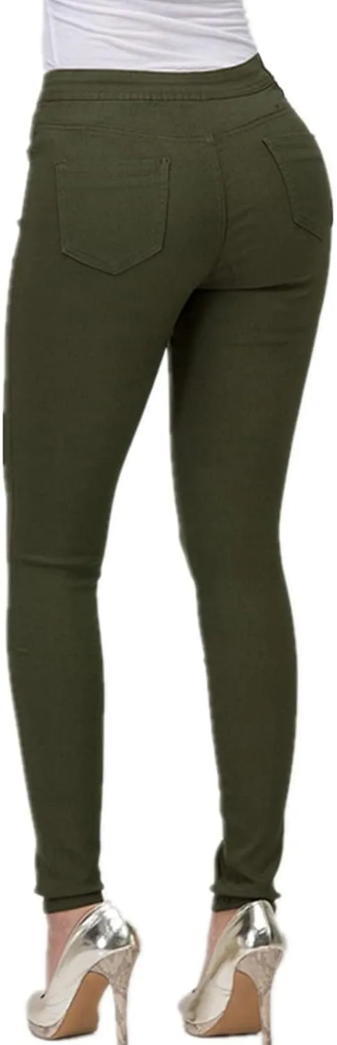 Jeggings for Women Tummy Control Jeans High Waisted Stretchy Elastic Pants Pull-on Sexy Brown Denim Pants