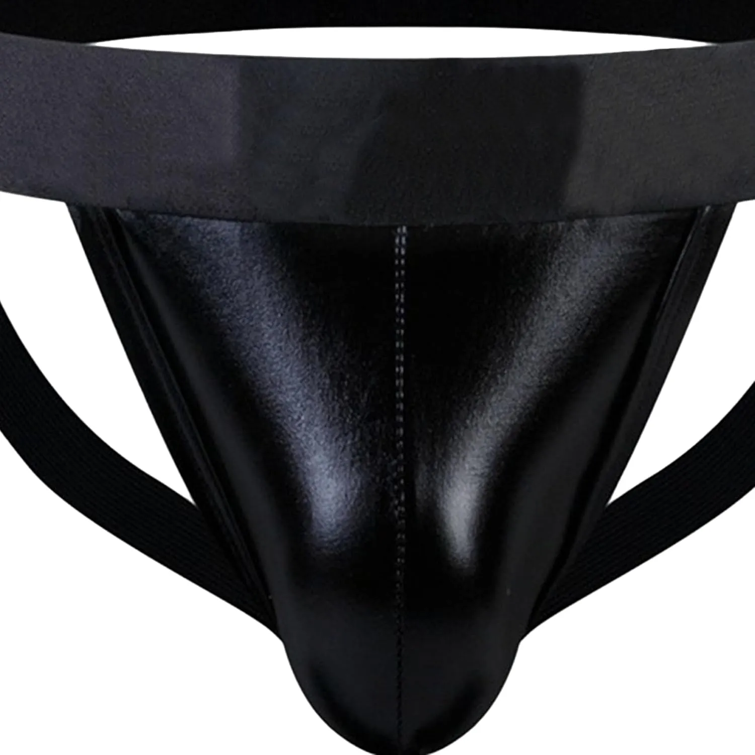 JEKE-DG Men's Faux Leather See Through Thong Hollow Out Erotic Boxer Briefs Low Rise Sexy Breathable Clubwear Underwear