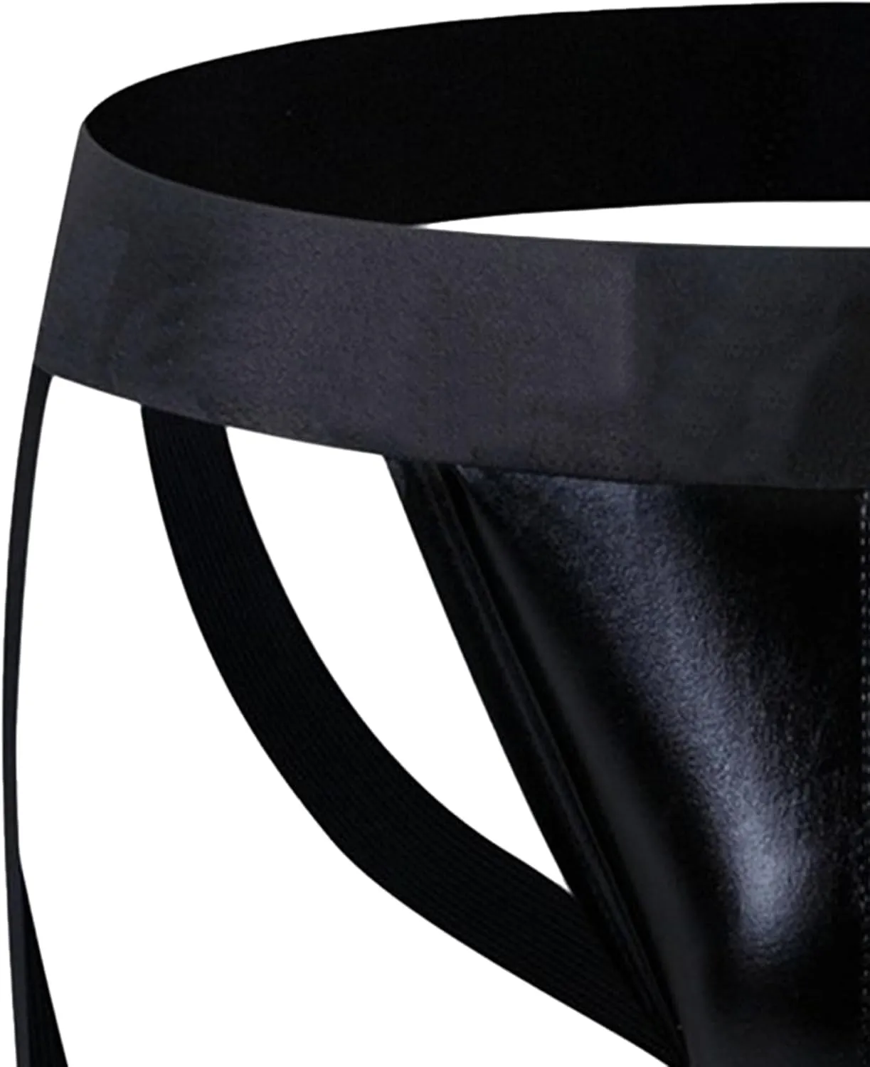 JEKE-DG Men's Faux Leather See Through Thong Hollow Out Erotic Boxer Briefs Low Rise Sexy Breathable Clubwear Underwear