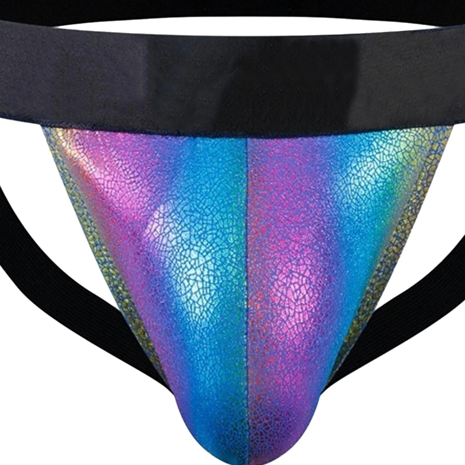 JEKE-DG Men's Faux Leather See Through Thong Hollow Out Erotic Boxer Briefs Low Rise Sexy Breathable Clubwear Underwear