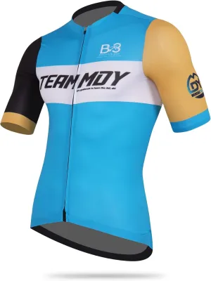 Jersey Team MDY Large Men's Cycling Bike Jersey Short Sleeve with 3 Rear Pockets - Moisture Wicking, Breathable, Quick Dry Biking Shirt Sky Blue
