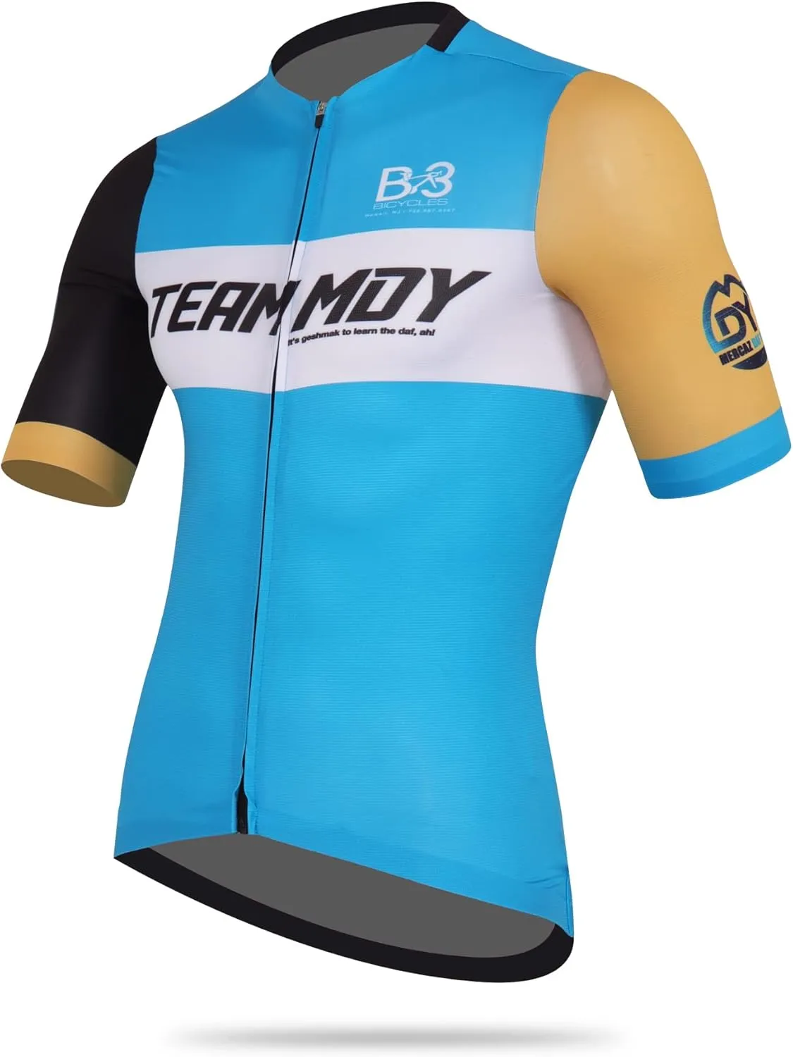 Jersey Team MDY Large Men's Cycling Bike Jersey Short Sleeve with 3 Rear Pockets - Moisture Wicking, Breathable, Quick Dry Biking Shirt Sky Blue
