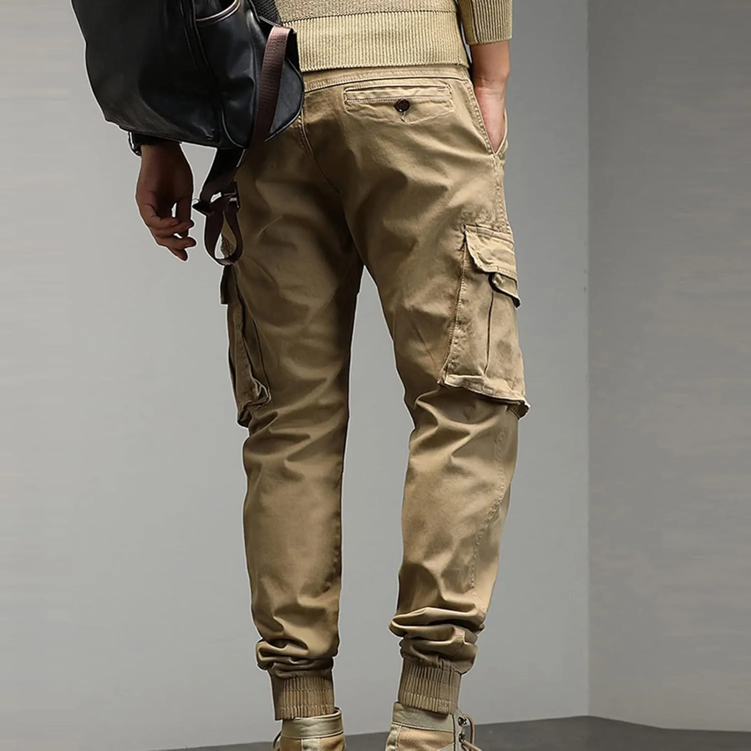JEShifangjiusu Mens Lightweight Fashion Pants Sweatpants Loose Joggers Cargo Pants Casual Chino Long Trousers Zipper Pockets