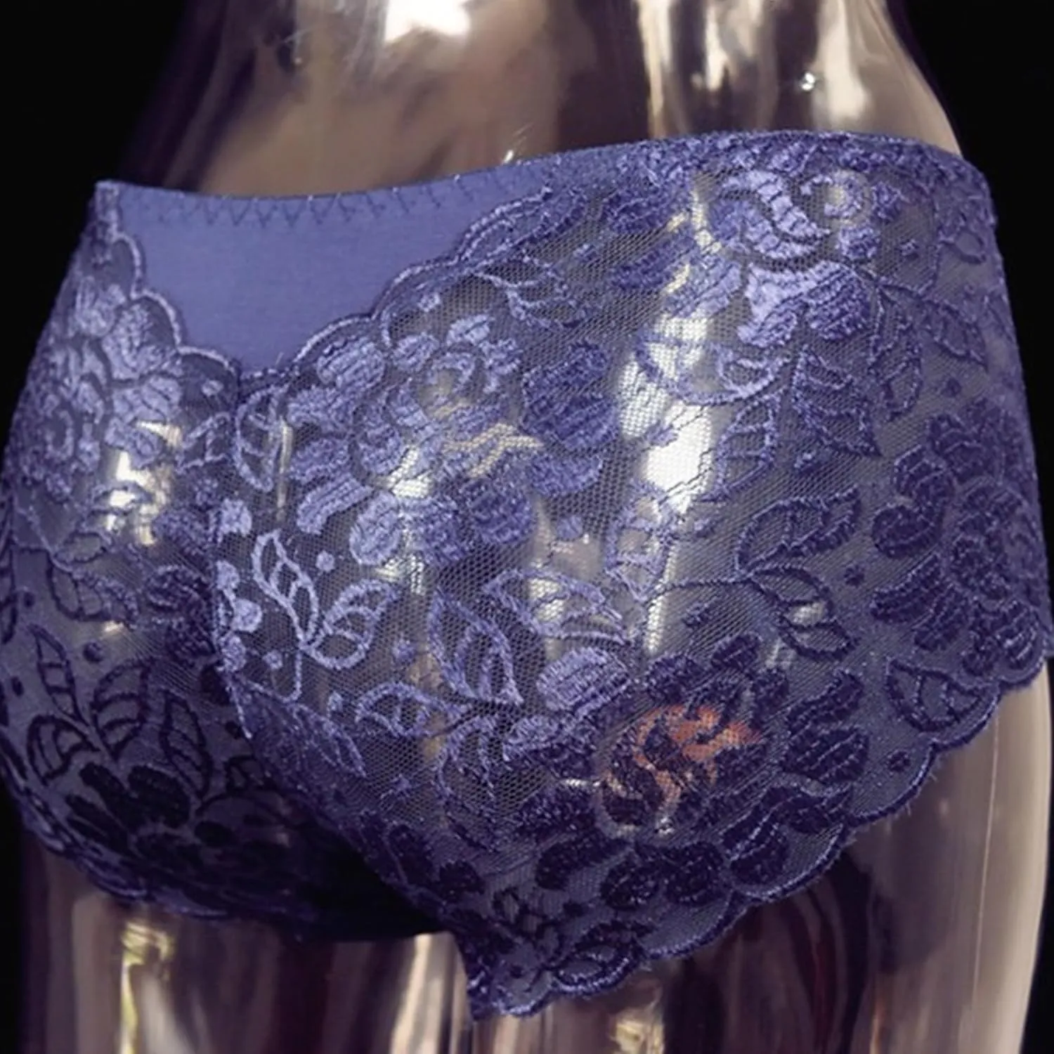 JEsilunmaMY Men's Floral Lace Sissy Panties Mid Waist Bulge Pouch Cotton Underwear See Through Breathable Bikini Briefs