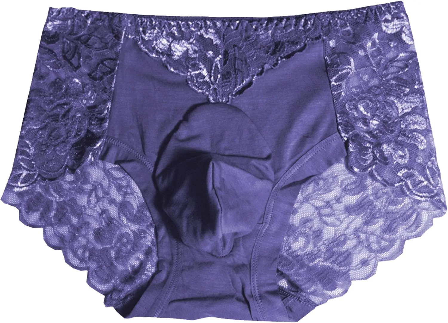 JEsilunmaMY Men's Floral Lace Sissy Panties Mid Waist Bulge Pouch Cotton Underwear See Through Breathable Bikini Briefs