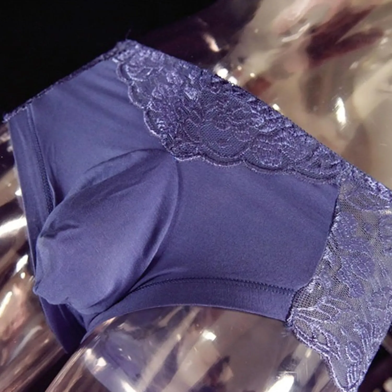 JEsilunmaMY Men's Floral Lace Sissy Panties Mid Waist Bulge Pouch Cotton Underwear See Through Breathable Bikini Briefs