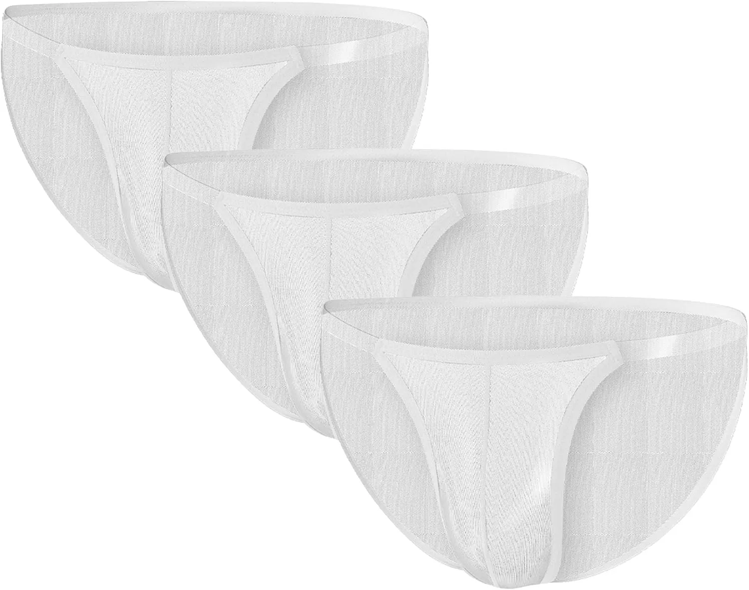 JEsilunmaMY Men's Ice Silk Mesh Bikini Briefs Low Waist Breathable Panties Underwear See Through Pouch G-String Thongs