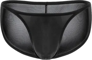 JEsilunmaMY Men's Low Rise Mesh Bikini Briefs Sexy Panties Mesh Breathable Underwear Solid Color See Through G-String Thongs