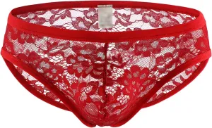JEsilunmaMY Men's See Through Briefs Low Rise Lace Sheer Pouch Underwear Sexy Breathable Sissy Panties Lingerie Bikini