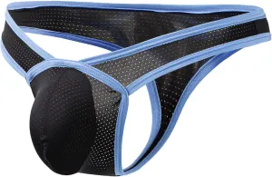 JEsilunmaMY Mens Sexy Mesh Jockstrap Thongs Low Waist Bulge Pouch Bikini Briefs Breathable T-Back G-String Underwear