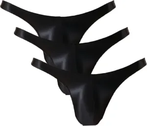 JEsilunmaMY Men's Shiny Low Rise Silk Briefs Solid Color Breathable G-string Thongs Stretch Pouch Sexy Bikini Underwear