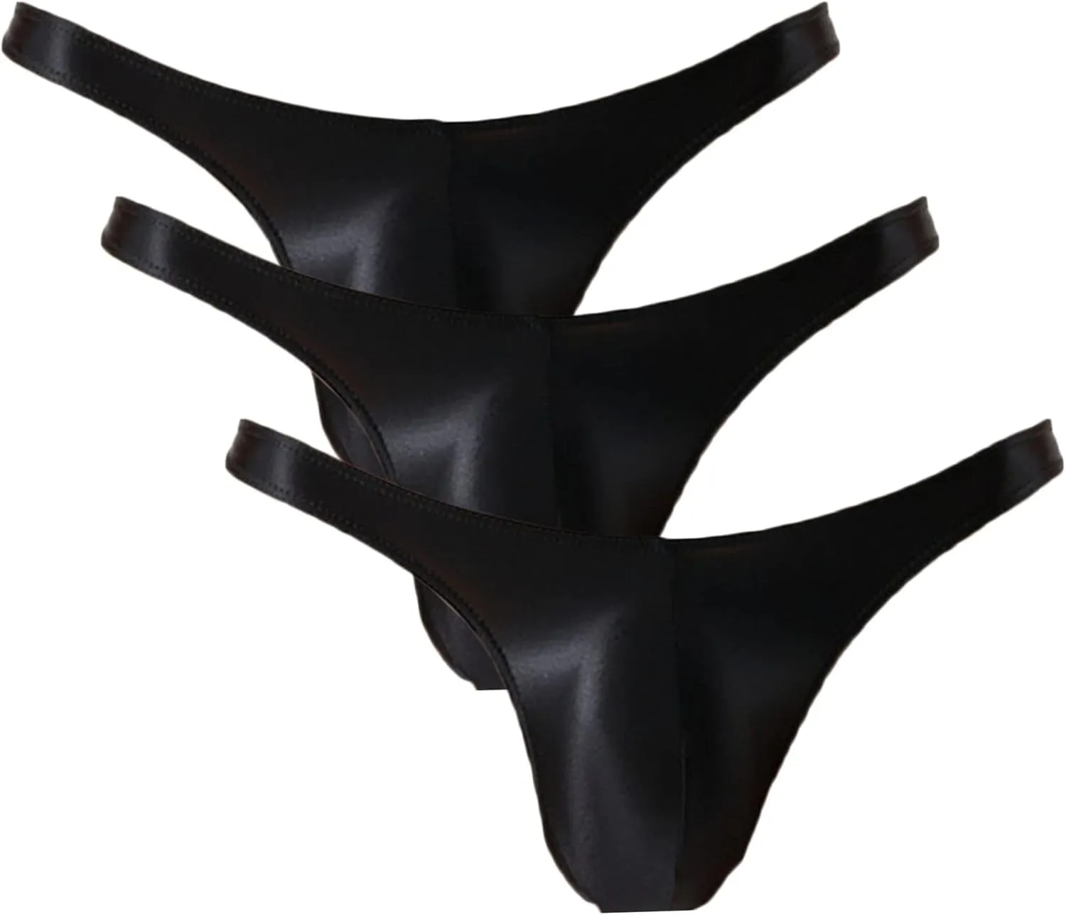 JEsilunmaMY Men's Shiny Low Rise Silk Briefs Solid Color Breathable G-string Thongs Stretch Pouch Sexy Bikini Underwear