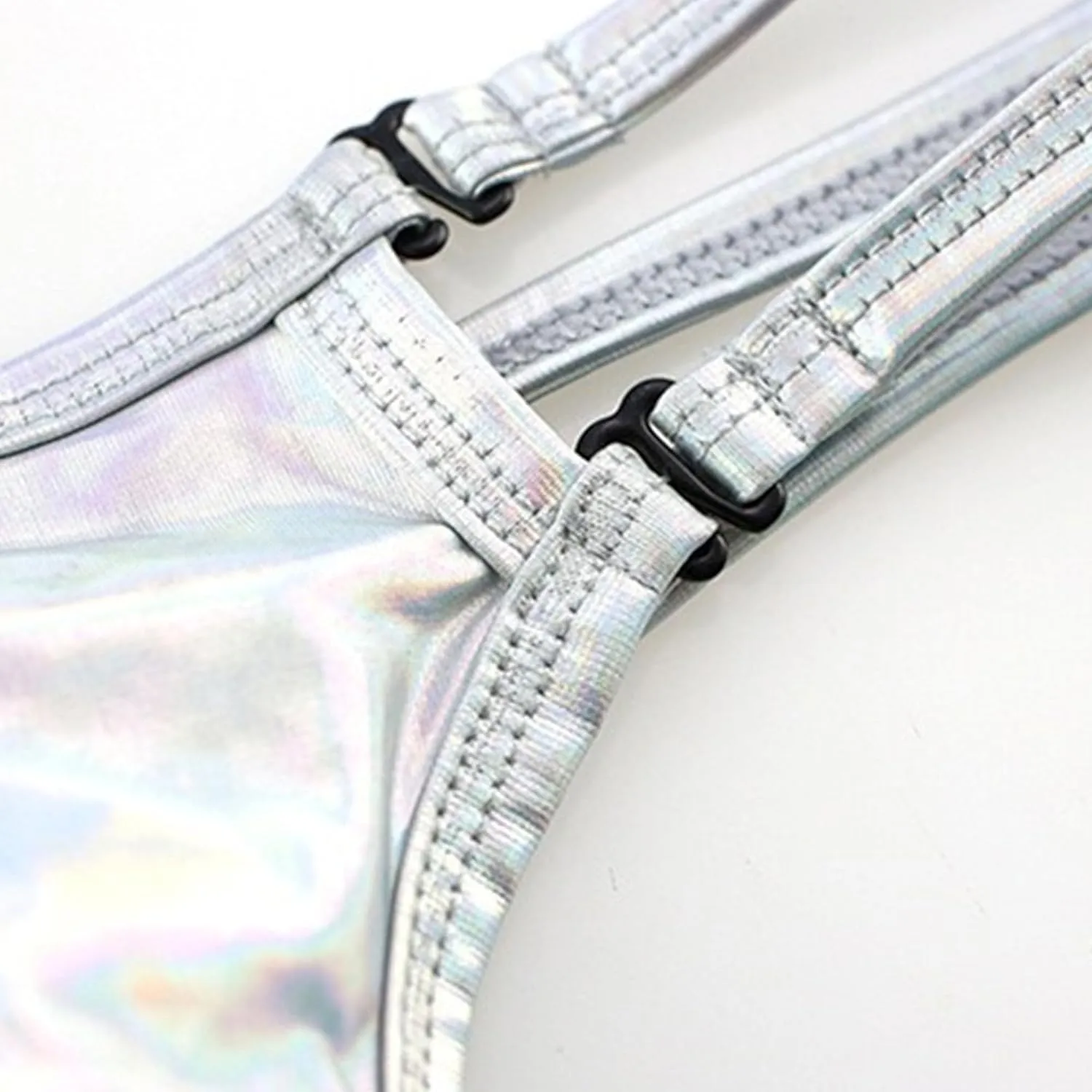 JEsilunmaMY Men's Shiny Metallic Jockstrap Underwear Low Rise Bulge Pouch Bikini Briefs Hollow Breathable Athletic Supporter