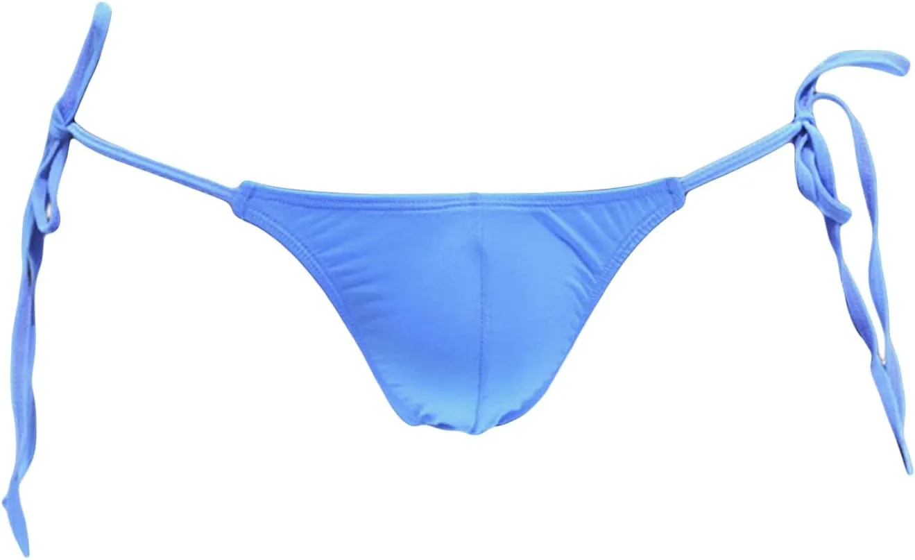 JEsilunmaMY Mens Side Tie Bikini Briefs Low Rise Ice Silk Bulge Sissy G-String Thongs Strappy Breathable Underwear Panties