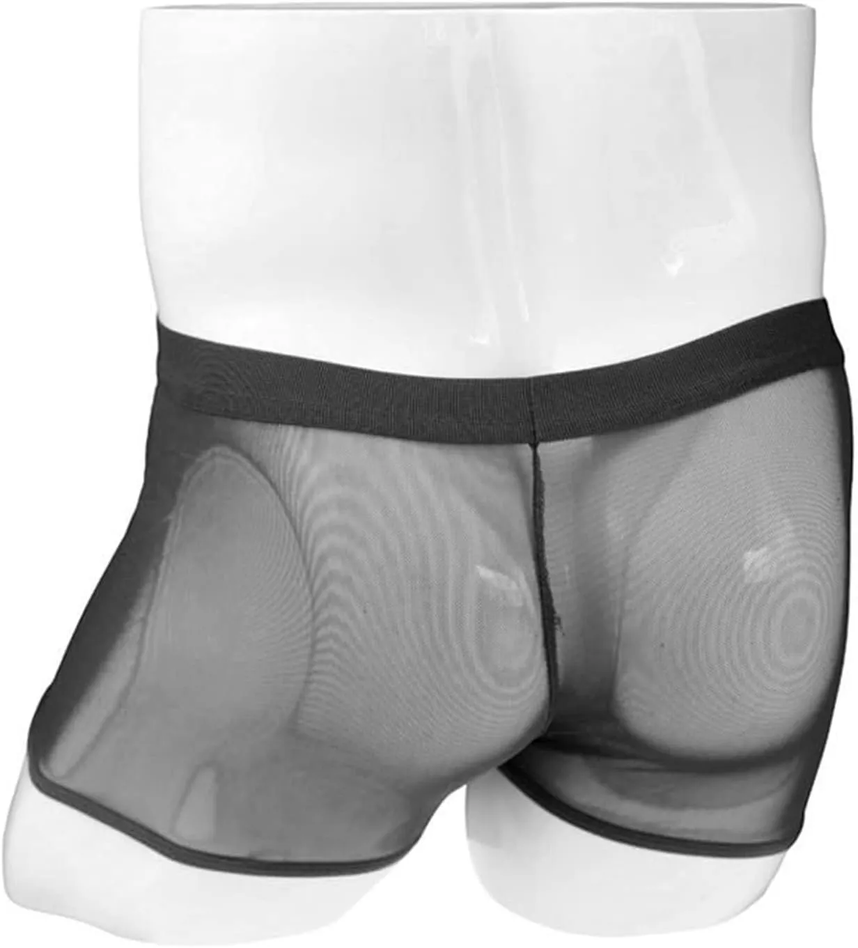 JEsilunmaMY Men's Zip Pouch Leather Boxers Mid Waist Mesh Sheer Breathable Underwear See Through Sexy Panties Boxer Briefs