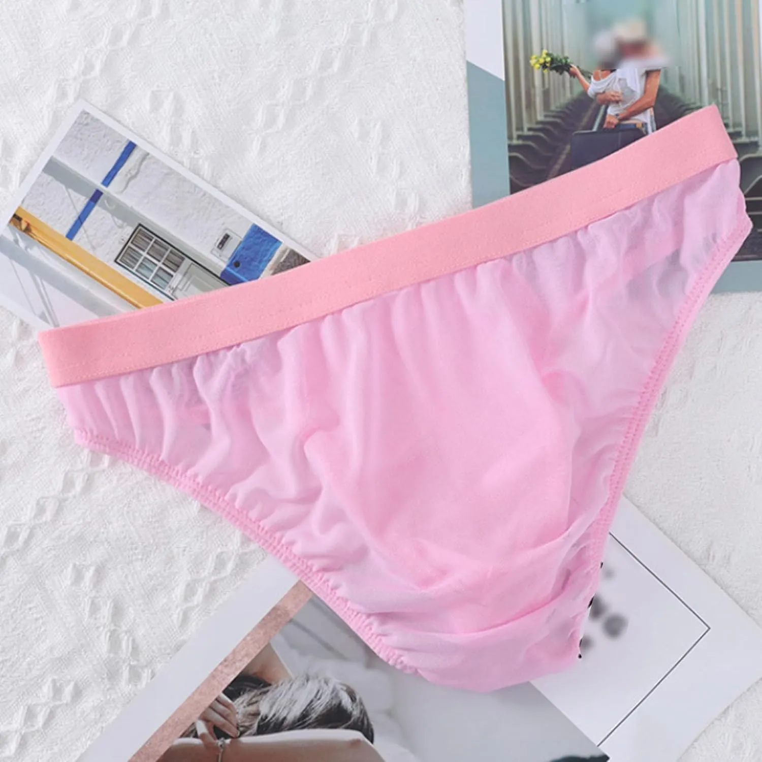 JEsilunmaMY See Through Bikini Briefs for Men Low Waist Mesh Sheer Sexy Panties Breathable Sissy Underwear Lingerie