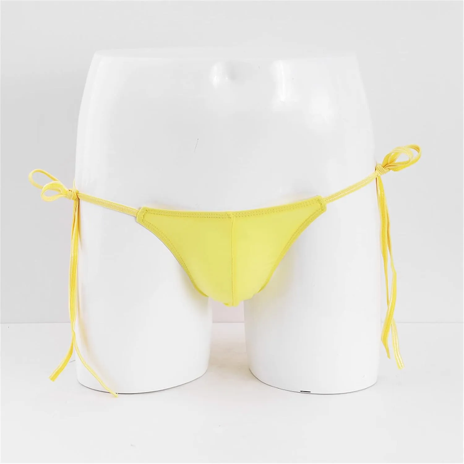JEsilunmaMY Side Tie Bikini Briefs for Men Strappy Low Rise Bulge String Underwear Transparent Breathable Underpants Swimwear