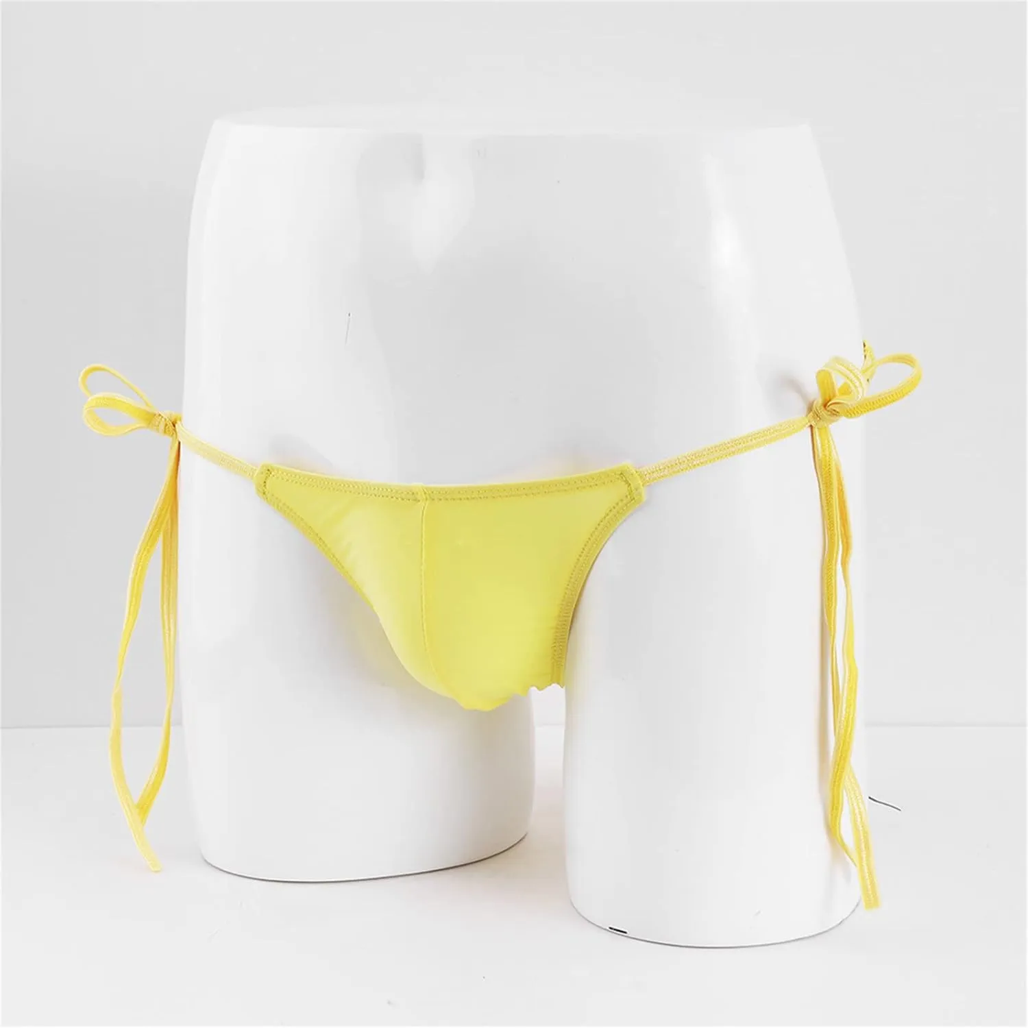 JEsilunmaMY Side Tie Bikini Briefs for Men Strappy Low Rise Bulge String Underwear Transparent Breathable Underpants Swimwear