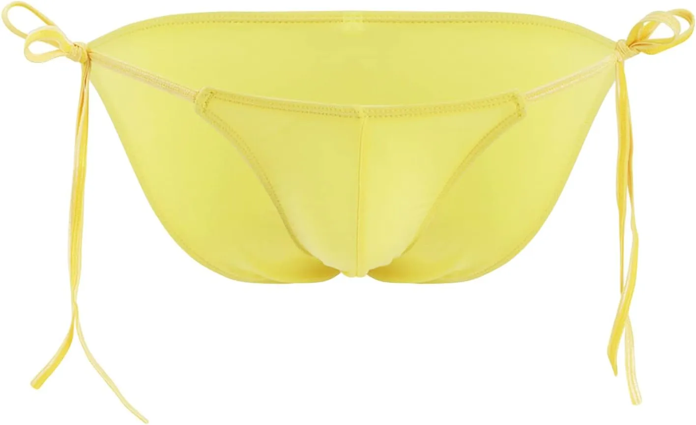 JEsilunmaMY Side Tie Bikini Briefs for Men Strappy Low Rise Bulge String Underwear Transparent Breathable Underpants Swimwear
