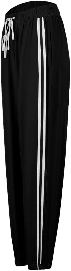Joggers for Women Striped Casual Baggy Elastic Waist Hiking Athletic Pants Stretch Drawstring Trousers Sweatpants
