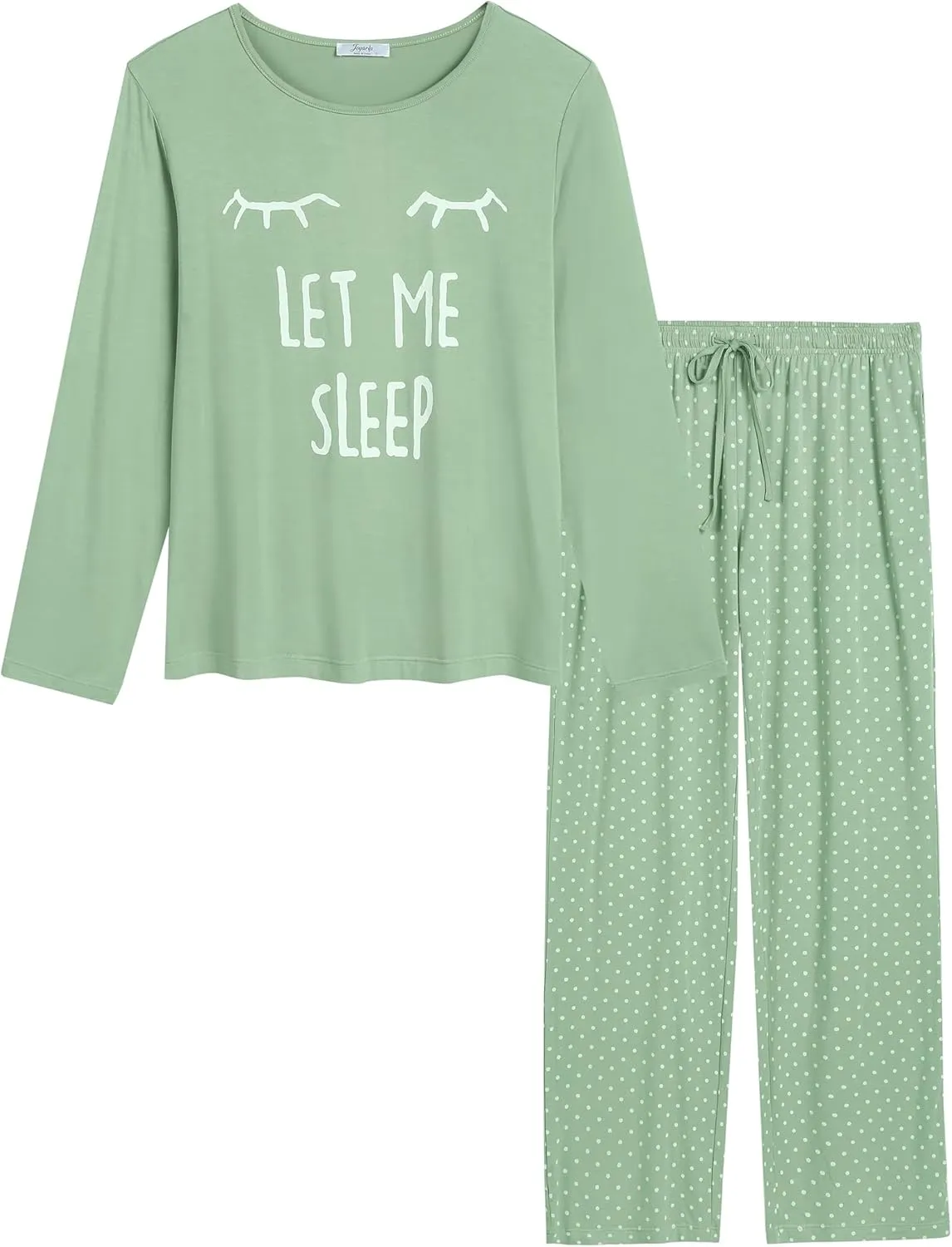 Joyaria Women's Bamboo Viscose Pajama Set - Ultra-Soft Breathable Long Sleeve Sleepwear Cute Printed Sleep Pant With Pocket