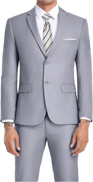 JPF Men's 2 Piece Slim Fit Suit Set, Two Button Solid Jacket Pants with Tie Suits for Men