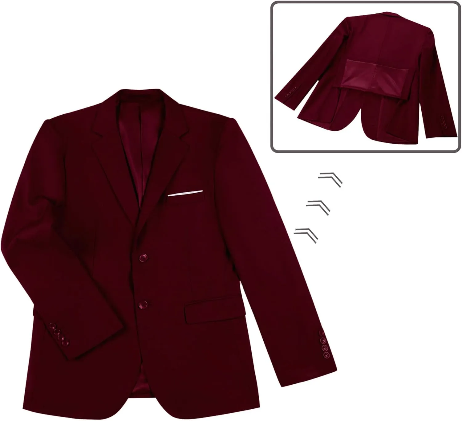 JPF Men's 2 Piece Slim Fit Suit Set, Two Button Solid Jacket Pants with Tie Suits for Men