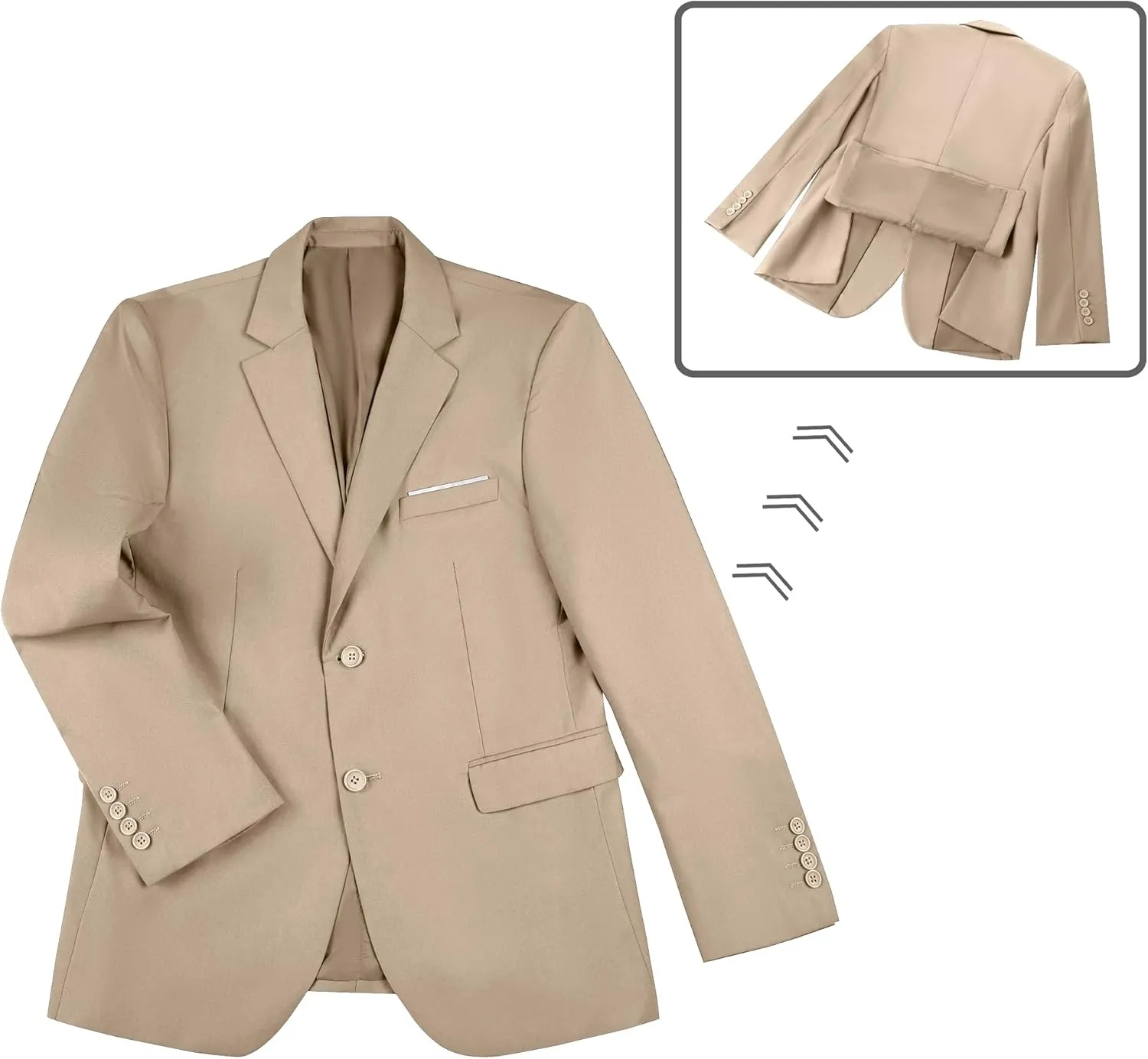 JPF Men's 2 Piece Slim Fit Suit Set, Two Button Solid Jacket Pants with Tie Suits for Men