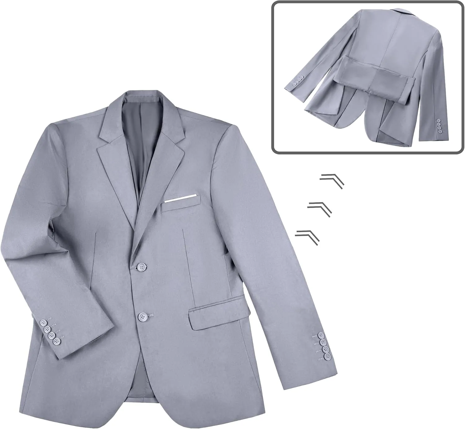 JPF Men's 2 Piece Slim Fit Suit Set, Two Button Solid Jacket Pants with Tie Suits for Men