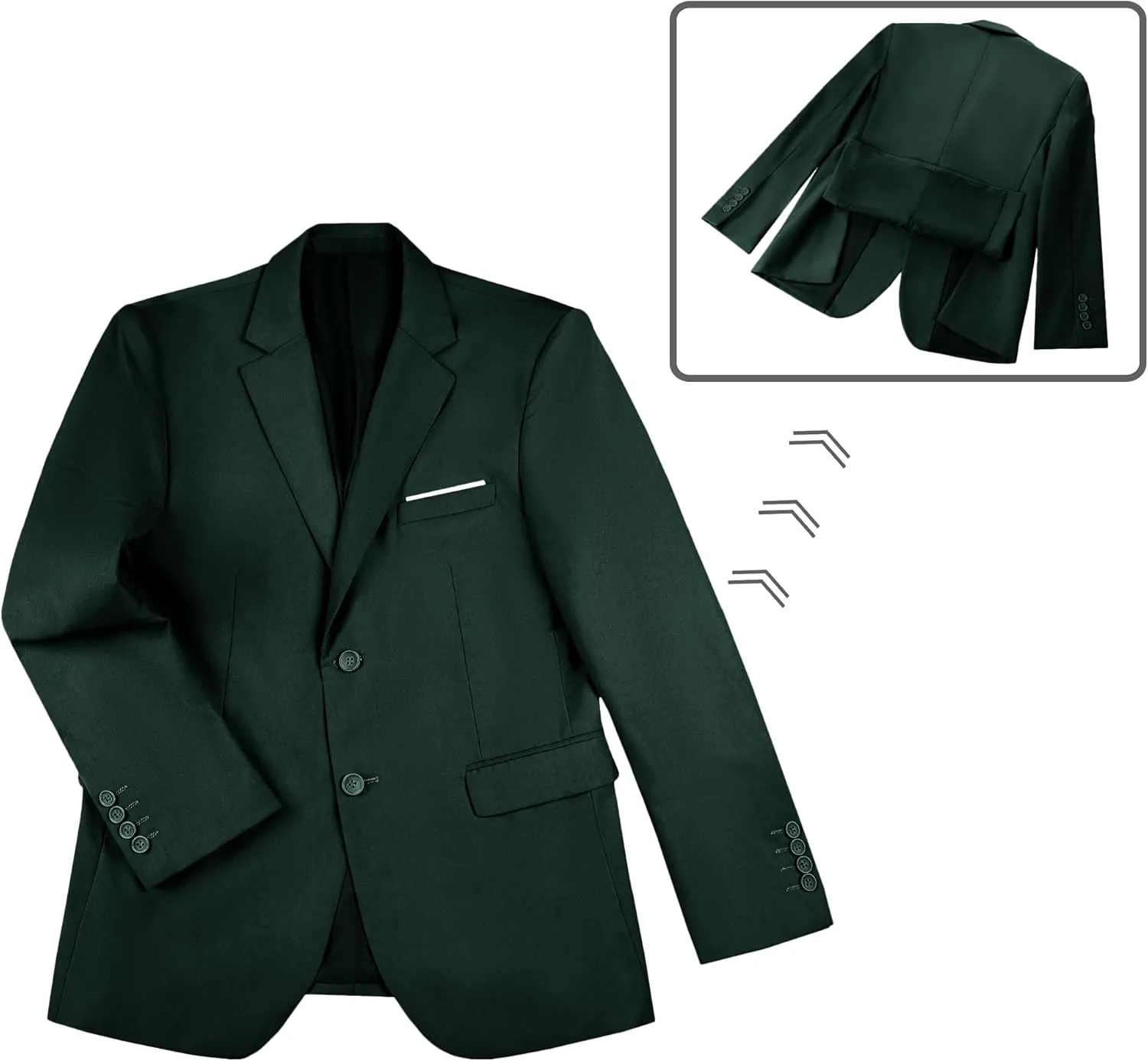 JPF Men's 2 Piece Slim Fit Suit Set, Two Button Solid Jacket Pants with Tie Suits for Men